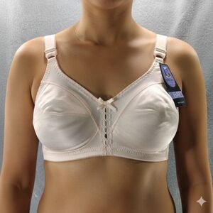 Bali Double Support Bra 36B Comfort Wirefree Beige Style 3820 U Back Support